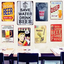 SAVE WATER DRINK BEER poster en métal vintage - sticker mural