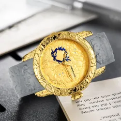 Luxury waterproof watch with dragon sculptureHorloges