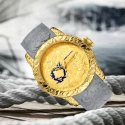 Luxury waterproof watch with dragon sculptureHorloges