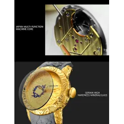 Luxury waterproof watch with dragon sculptureHorloges