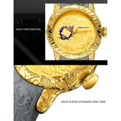 Luxury waterproof watch with dragon sculptureHorloges