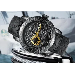 Luxury waterproof watch with dragon sculptureHorloges