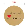 Handmade with Love - natuurlijk kraftpapier - ronde stickers - 500 stuksLijmen & plakbanden