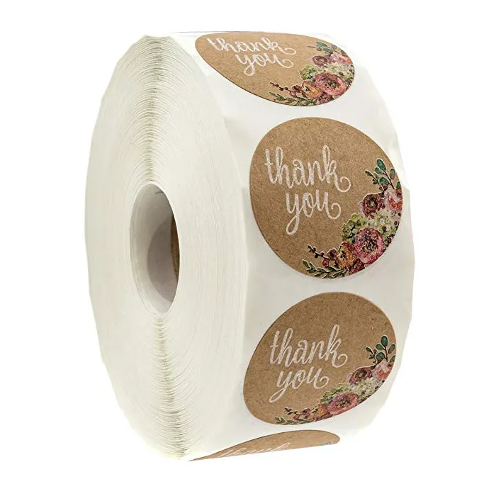 Thank you - ronde stickers - natuurlijk kraftpapier - 500/1000 stuksLijmen & plakbanden
