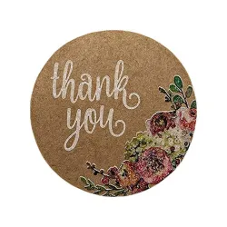 Thank you - ronde stickers - natuurlijk kraftpapier - 500/1000 stuksLijmen & plakbanden