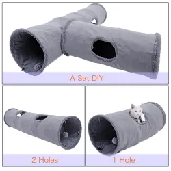 Foldable pets suede tunnel avec bille & structure en acier
