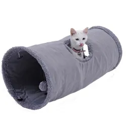 Foldable pets suede tunnel avec bille & structure en acier