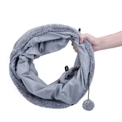 Foldable pets suede tunnel avec bille & structure en acier