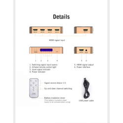 5 in 1 & 3 in 1 out - 4K HDMI switcherHDMI-schakelaars