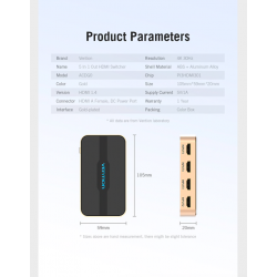 5 in 1 & 3 in 1 out - 4K HDMI switcherHDMI-schakelaars