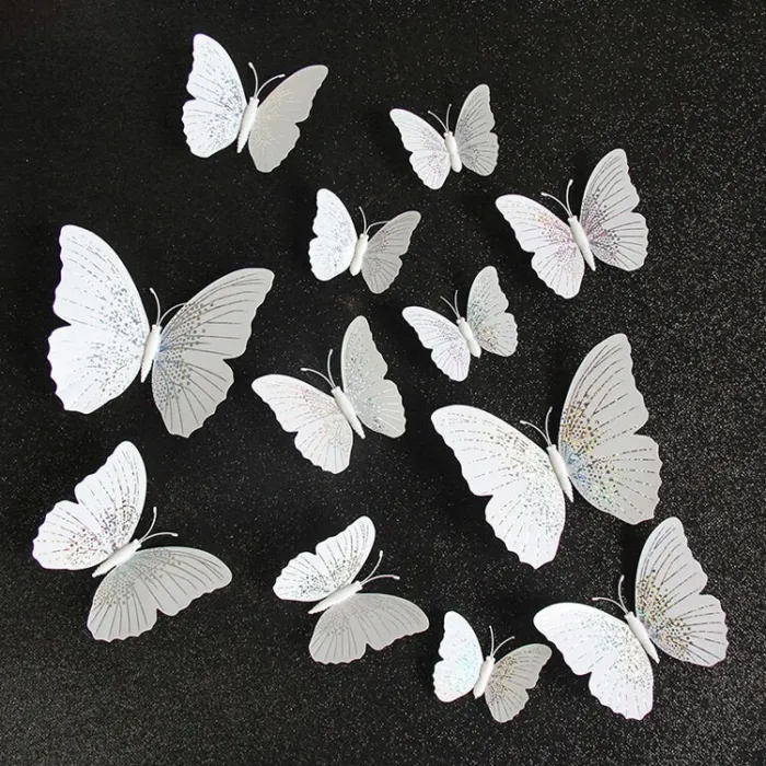 papillon 3D - sticker mural avec aimant 12 pièces