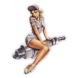 Spark Plug Girl - vinyle auto & moto sticker 13 * 10cm
