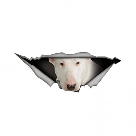 White Bull Terrier - autocollant vinyle - étanche - 13 * 4.9cm