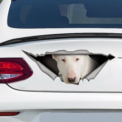 White Bull Terrier - autocollant vinyle - étanche - 13 * 4.9cm