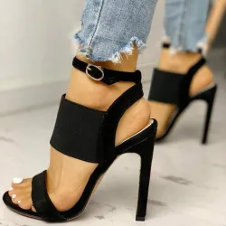 High heel sandals - pumps with ankle buckle & elastic rubberSandals