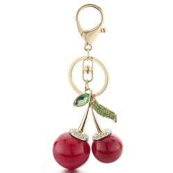 Crystal red cherries - keychain