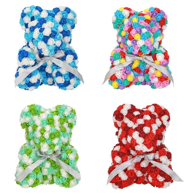 Infinity colorful rose flower teddy bear 40 cmValentijnsdag