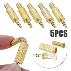 1/8" 3,5mm or mâle fiche câble coaxon - connecteur audio professionnel 5 pièces