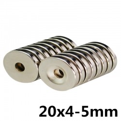 N35 neodymium cylindre aimant - super fort - trou de comptoir - 20 * 4 * 5mm 10 pièces