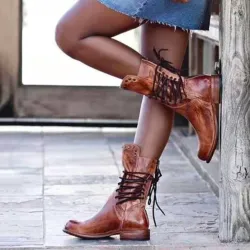 Bottes d'hiver en cuir avec fermeture à glissière