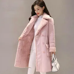 Fashion winter suede coat - sheepskin long jacketJassen