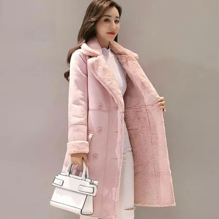 Doublure hivernale tendance - veste longue peau de mouton
