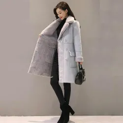 Fashion winter suede coat - sheepskin long jacketJassen