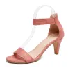 High heel pumps - elegant suede sandals with a back zipperSandalen