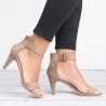 High heel pumps - elegant suede sandals with a back zipperSandalen
