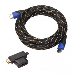 HDMI mâle à câble vidéo mâle - HDMI à micro HDMI mini HDMI avec mini adaptateur - câble d'extension audio 5m