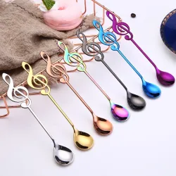 Cuillère décorative avec note musicale pour thé & café & desserts - acier inoxydable