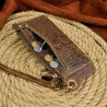 Dragon design - multifunction leather wallet with strap & zipperPortemonnee