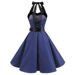 Vintage lace up dress with polka dotsJurken