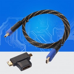 1m - 3m - mini HDMI multifonctionnel à câble micro HDMI avec mini adaptateur - set