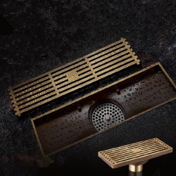 Antique brass - bathroom floor drain - wire strainerAfvoer