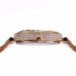 Luxury gold quartz watch with diamonds & leopardHorloges