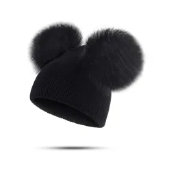 Wintermuts voor kinderen met bont pom pomPetjes & mutsjes