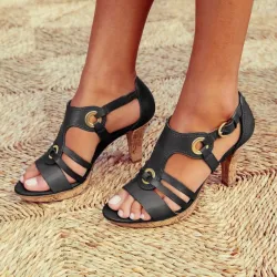 Sandales de gladiateurs en cuir tendance - talons hauts