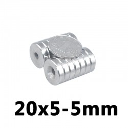 N35 neodymium compteursunk magnétique ring - 20 * 5 - 5mm trou - 5 pièces
