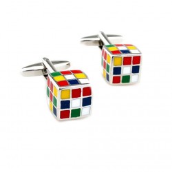 Boutons de poignet avec cubes colorés