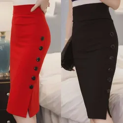 Casual pencil skirt with buttons - high waistedJurken