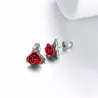 Gold stud earrings with red roseOorbellen