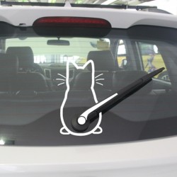 Sticker vinyle avec un chat pour le pare-brise arrière  essuie-glace