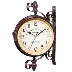 Station de style antique - pendule double en métal