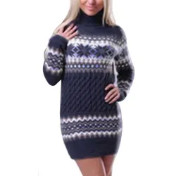 Winter long sweater - mini dress with turtleneckJurken