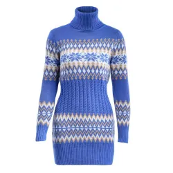 Winter long sweater - mini dress with turtleneckJurken