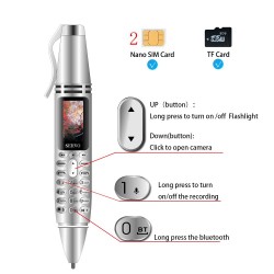SERVO K07 Pen - 0,96 "mini-mobiel - Bluetooth - GSM - Dual SIM - camera - opname - zaklamp - penMobiel telefoons
