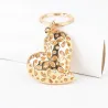 Crystal heart with red flowers - keychainKeyrings