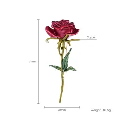 Elegant brooch with a red roseBrooches