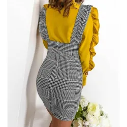 Elegant dress with suspenders - high waistJurken